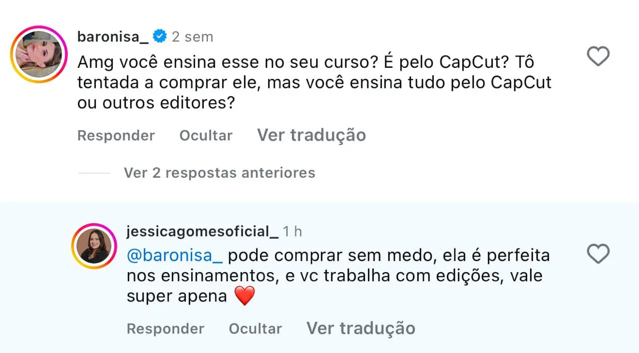 Print de comentário de aluna sobre o FEC, 1 de 16